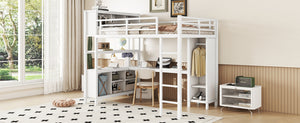 English Elm Metal Loft Bed With L-Shaped Desk & Ample Storage - Full-Size Heavy Duty Bed For Kids & Teens W1580S00067