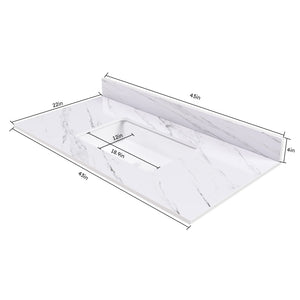 English Elm 43 Inch Marble Vanity Top - Elegant Bianco Carrara Venato With Undermount Sink & Pre-Drilled Faucet W2700P194076