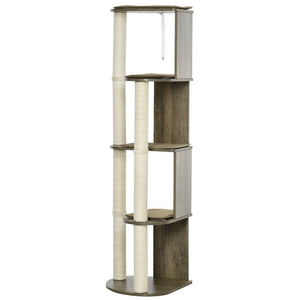 English Elm Pawhut Tall Corner Cat Tower Multilevel Sisal Climbing Tree for Small Kittens W2225P229138