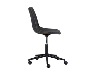 Sunpan CAL Stylish Mid-Century Office Chair in Antique Black Faux Leather – Adjustable & Mobile Comfort 105579