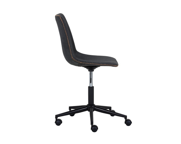 Sunpan CAL Stylish Mid-Century Office Chair in Antique Black Faux Leather – Adjustable & Mobile Comfort 105579