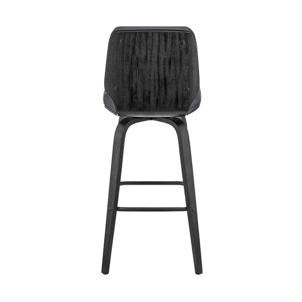 English Elm Quorin 26" Swivel Counter Height Gray Faux Leather Bar Stool with Black Wood, 360° Smooth Glide B2736P268595