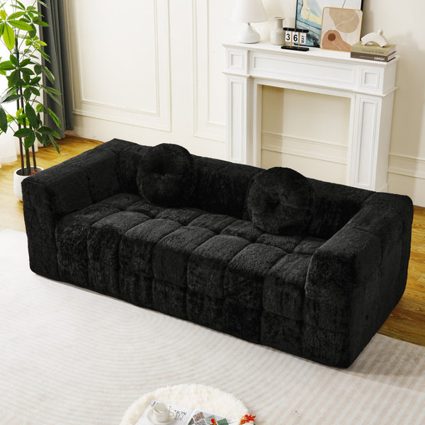 English Elm Wf032-2S-Vl-Bk-2 Luxurious Velvet Cloud Sofa - Plush, Modern Design For Cozy Living Rooms & Lounges W834P149937-GIGA