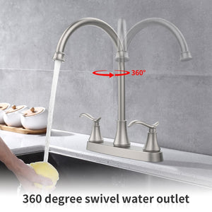 English Elm Single Lever High Arc Pull Down Kitchen Faucet Brushed Nickel Stainless Steel Sink T3177P277520