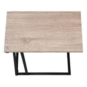 English Elm Accent C-Table Taupe Wood-Look Top with Black Metal Frame, Slide-Under Sofa End Table, Modern B2710P219233