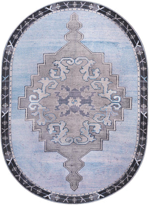 Unique Loom Timeless Thomas Machine Made Medallion Rug Blue Gray, Navy Blue 7' 7" x 10' 6"