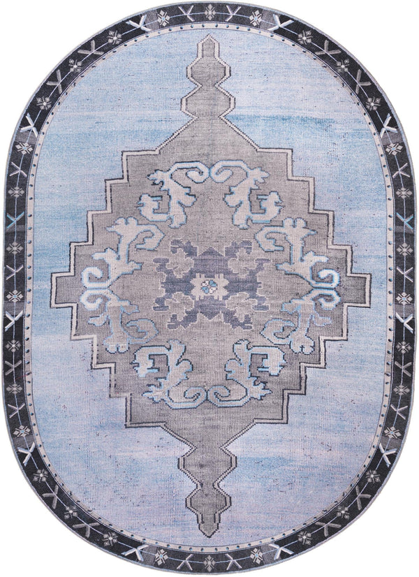 Unique Loom Timeless Thomas Machine Made Medallion Rug Blue Gray, Navy Blue 7' 7" x 10' 6"