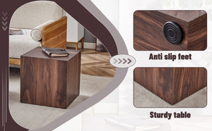 English Elm 16*16*16 Inch Walnut Grain Mdf Cube Side Table Ready to Use Living Room Accent W1151P231617