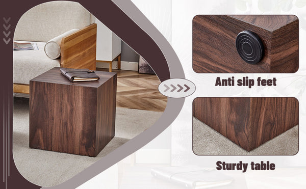 English Elm 16*16*16 Inch Walnut Grain Mdf Cube Side Table Ready to Use Living Room Accent W1151P231617
