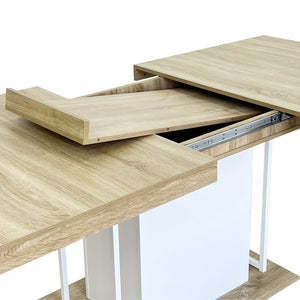 English Elm Rectangle Extendable Dining Table for 6-10 Guests, Aged Wood Look with Thick 12cm Top & Sturdy Feet White Oak W1347S00010