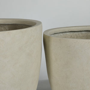 English Elm Round Handcrafted Concrete Planter Set Textured Matte Finish Patio Entryway Garden W347P449342