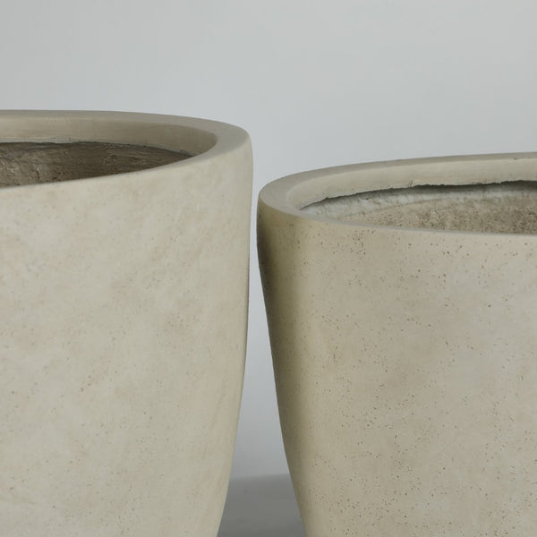 English Elm Round Handcrafted Concrete Planter Set Textured Matte Finish Patio Entryway Garden W347P449342