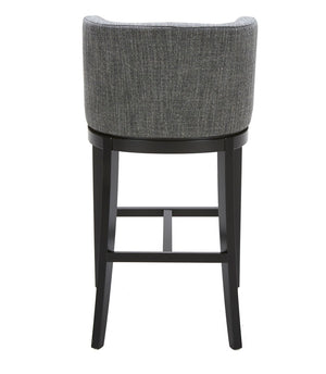 Sunpan HAYDEN Barstool - Stylish Quarry Fabric with Barrel-Back Design, Matte Black Legs, and Durable Support 100969