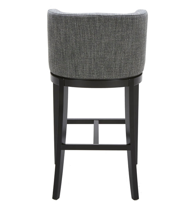 Sunpan HAYDEN Barstool - Stylish Quarry Fabric with Barrel-Back Design, Matte Black Legs, and Durable Support 100969