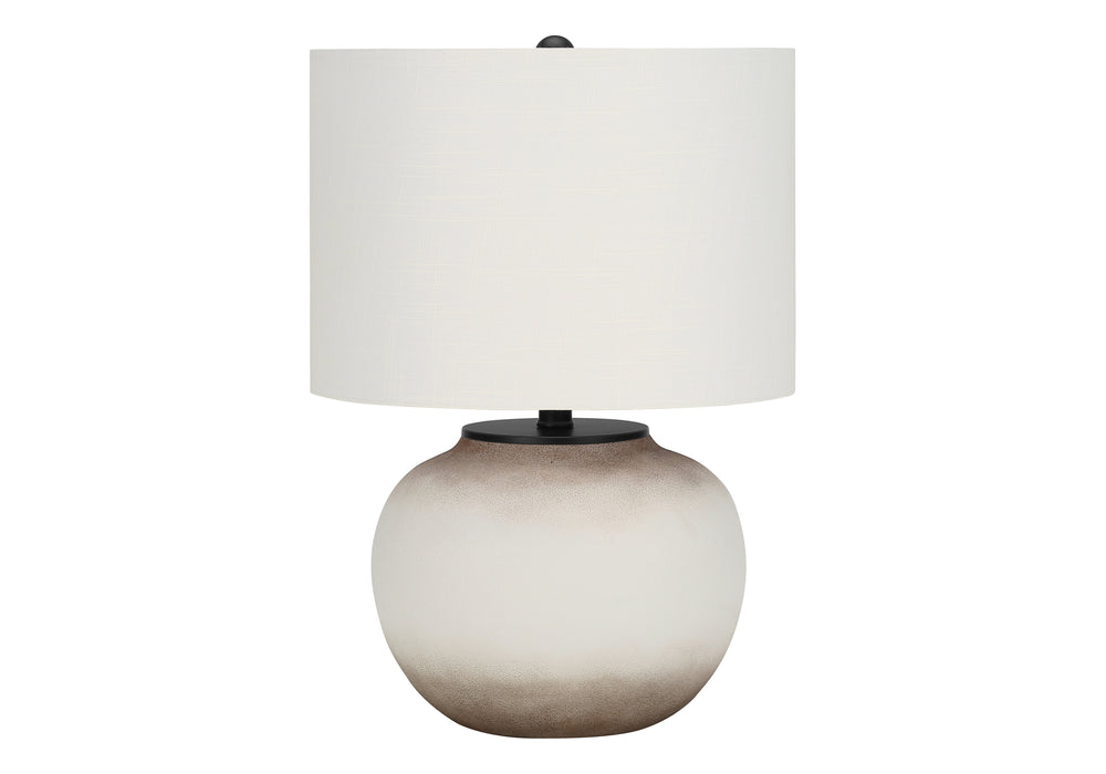 English Elm Lighting, Chic 21" Table Lamp Cream Ceramic Globe Base with Ivory Drum Shade, 3-Way Dimmer Elegance B2710P220138