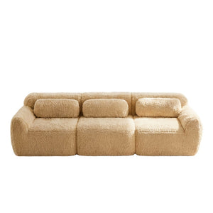 English Elm 114''soft Plush Modular Sectional Sofa with Cloud Cushions for Living Room Theater Light Khaki W714S01567