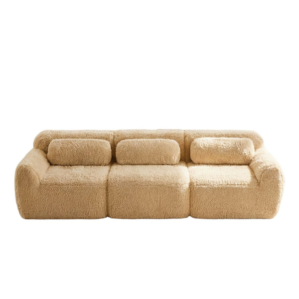English Elm 114''soft Plush Modular Sectional Sofa with Cloud Cushions for Living Room Theater Light Khaki W714S01567