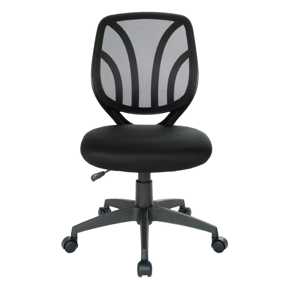OSP Home Furnishings Screen Mesh Armless Task Chair with Lumbar Support for Home Office Productivity EM69200PN-3M