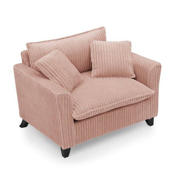 English Elm Lazy Corduroy Armchair with Plush Cushion and Supportive Backrest for Living Room Comfort and Style Pink W487P326815