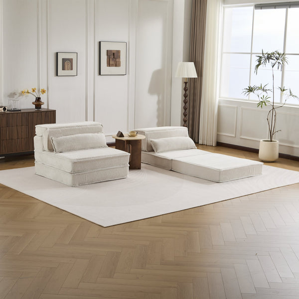 English Elm Compression Modular Floor Sofa Bed - Versatile Diy 2-Seater With Soft Fleece, No Assembly Required! W3723S00047