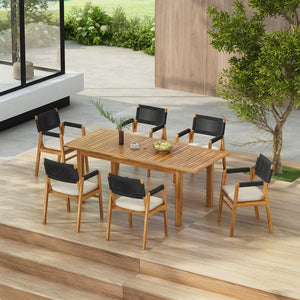 English Elm Christopher Knight Home® - Outdoor 7-Piece Rustic Acacia Expandable Dining Set With Cushions - Perfect For Relaxed Gatherings! N773P210139B6_68892.00SNTS