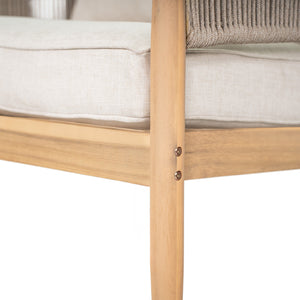 English Elm Christopher Knight Home® - Verona Outdoor Acacia Wood Club Chair Set Of 2 With Beige Cushions & Handwoven Rope For Patio Style N775P309256A