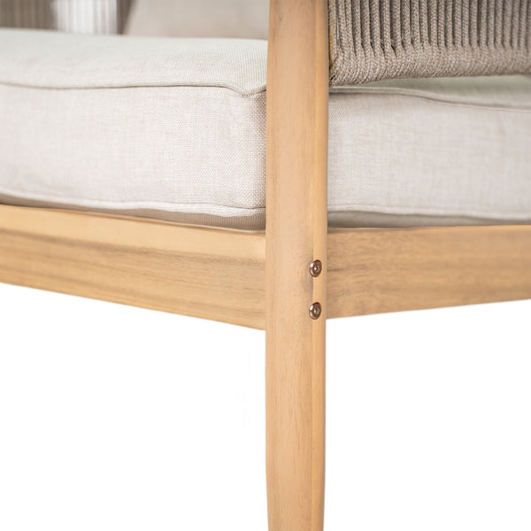 English Elm Christopher Knight Home® - Verona Outdoor Acacia Wood Club Chair Set Of 2 With Beige Cushions & Handwoven Rope For Patio Style N775P309256A