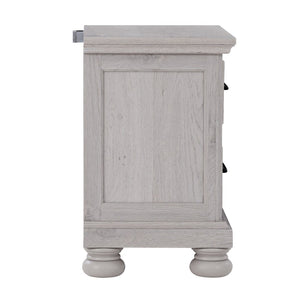 English Elm 2-frawer Gray Nightstand with Usb Ports Transitional Millwork Bun Feet Bedside Table B2709P453739