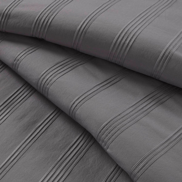 English Elm 7-piece Queen Comforter Set Woven Stripe Polyester Bedding for Neutral Minimalist Rooms Charcoal B035P463202