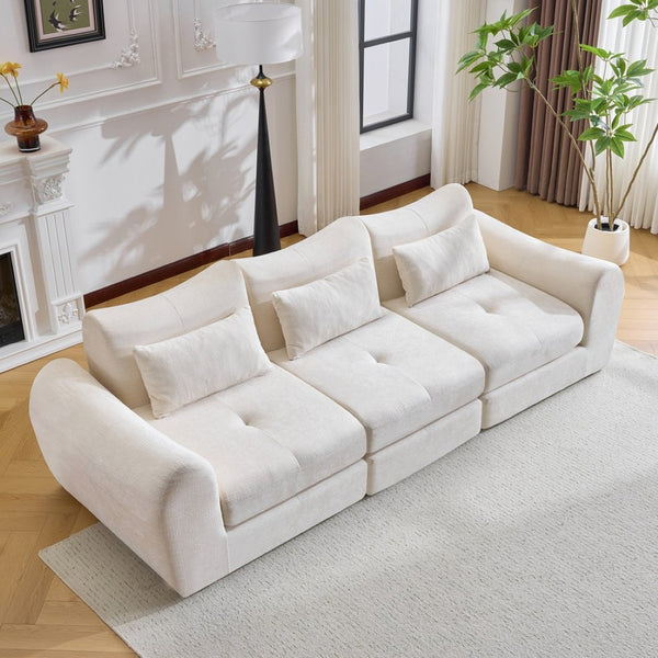 English Elm Modular Cloud Sectional Sofa Bed with Flannelette Upholstery for Flexible Living White W1829S00073