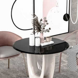 English Elm 32" Round Tempered Glass Table Top - Durable Black Finish With Beveled Edge For Modern Spaces W241P248364