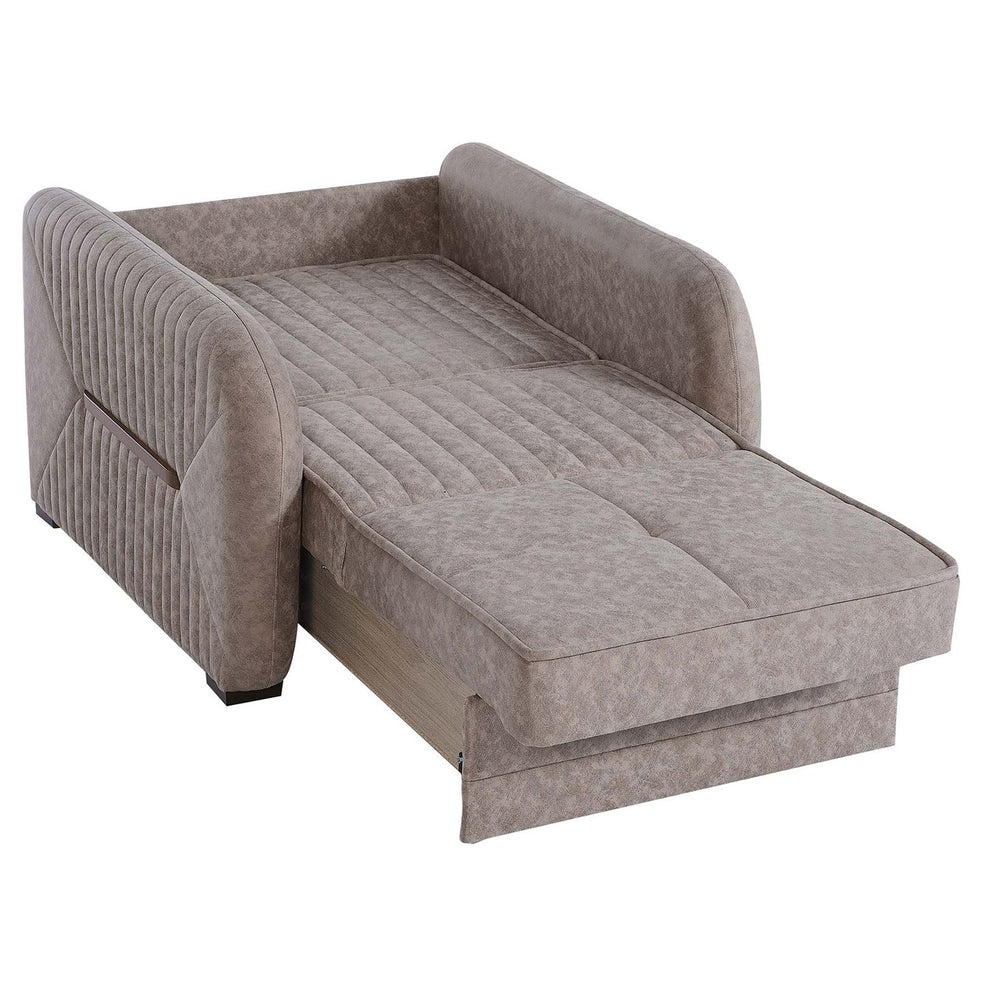 English Elm PrimeNest Flyte Collection Upholstered Convertible Armchair with Storage, Microsuede Comfort Sleeper Beige B030P286244