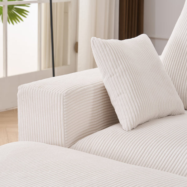 English Elm Boneless U-Shaped Modular Cloud Couch - 113" Grey Corduroy Sofa With No Assembly, Plush Comfort W3401S00007