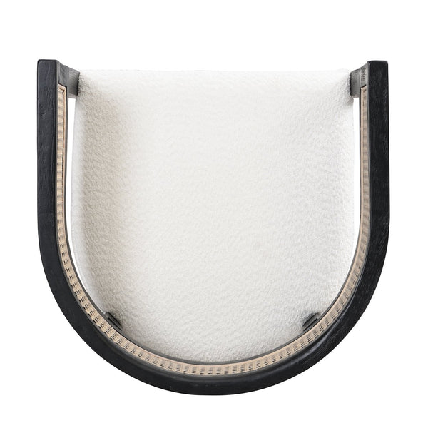 English Elm Christopher Knight Home® - DINING Chair Set of 2 with Rattan Round Back and Upholstered U‑Seat, Wood Frame, Contemporary Style Beige+Black N771P192287H