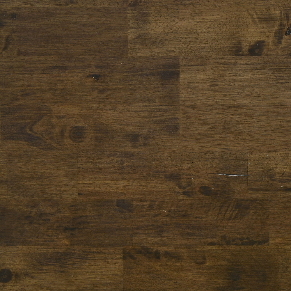 English Elm Carbon Knotty Nutmeg Dining Table with Rustic Knots, Sturdy Asian Hardwood Frame and Modern X-Base Support B062S00668