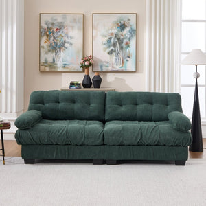 English Elm Cloud Modular Sectional Sofa Deep Seat Flannelette Upholstered Living Room Couch Green W2120S00019