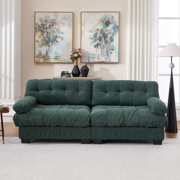 English Elm Cloud Modular Sectional Sofa Deep Seat Flannelette Upholstered Living Room Couch Green W2120S00019
