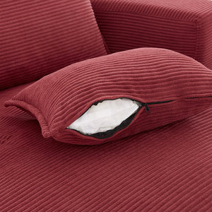 English Elm 360° Oversized Swivel Lounge Chair with 38" Deep Seat Dual-Layer Cushion Corduroy Accent Pillows Red N719S002100J