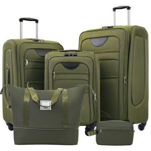 English Elm Softside Expandable Spinner Luggage Set with Tsa Lock Duffel Polyester Travel Army Green N732P201004Y