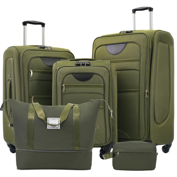 English Elm Softside Expandable Spinner Luggage Set with Tsa Lock Duffel Polyester Travel Army Green N732P201004Y