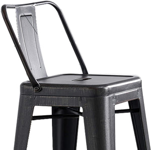 English Elm Modern Industrial Metal Barstools Set of 2 with Bucket Back, 24" Seat, Reinforced 4-Leg Durable Design Black B347P348831