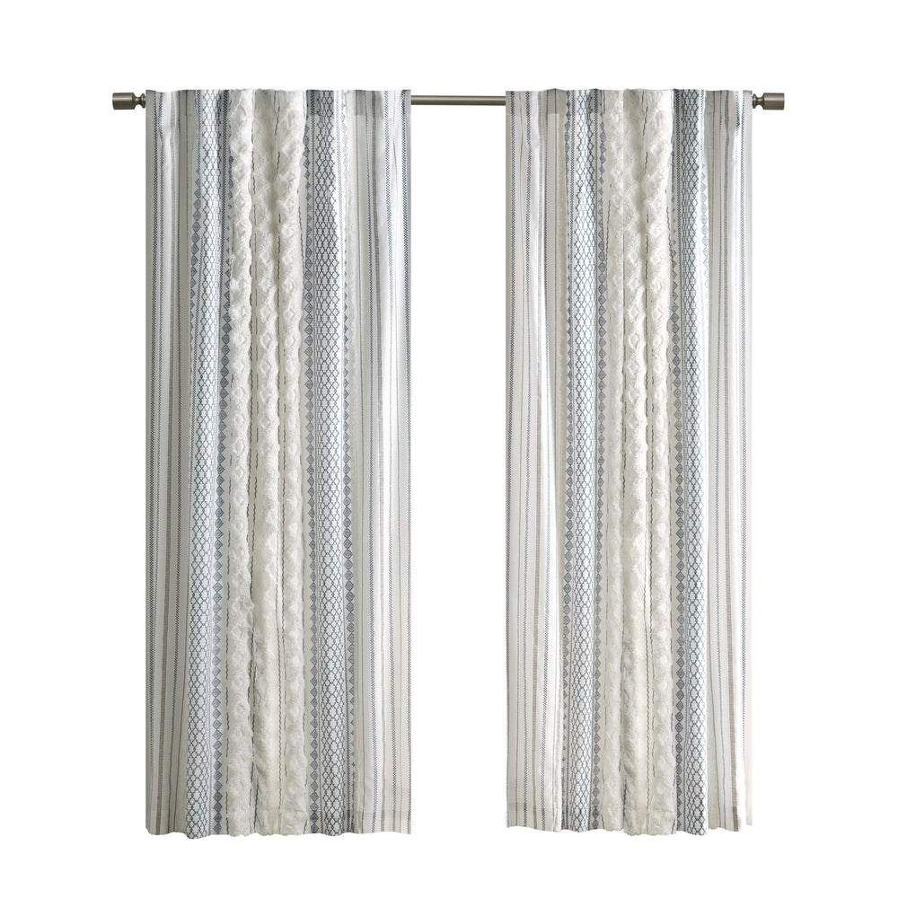 English Elm Cotton Printed Chenille Stripe Curtain Panel with Lining, 50x108, Rod Pocket & Back Tabs for Light Control and Texture Decor B035P294215