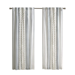 English Elm Cotton Printed Chenille Stripe Curtain Panel with Lining, 50x108, Rod Pocket & Back Tabs for Light Control and Texture Decor B035P294215