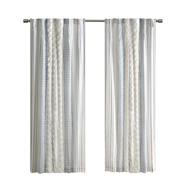 English Elm Cotton Printed Chenille Stripe Curtain Panel with Lining, 50x108, Rod Pocket & Back Tabs for Light Control and Texture Decor B035P294215