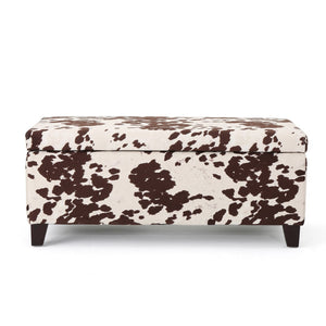 English Elm Storage Ottoman Velvet Upholstered Rectangular Hinged Lid Living Room Footrest N769P426183M