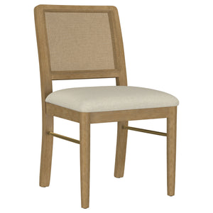 English Elm Benson Sand Wash Cane Dining Side Chairs Set of 2 — Handwoven Cane Backs, Beige Linen Seats, Cream Finish B062P374114