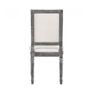 English Elm Set Of 2 Cream Linen Upholstered Dining Chairs With Weathered Gray Frame For Elegant Comfort B016P315042-GIGA