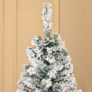 English Elm Downswept Slim Artificial Christmas Tree Snow Flocked with 250 Dual Mode Led Lights T3971P415522