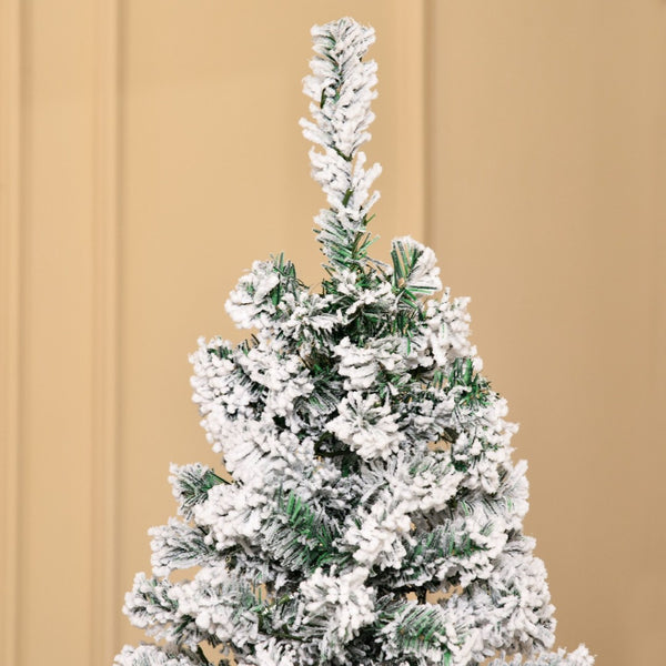 English Elm Downswept Slim Artificial Christmas Tree Snow Flocked with 250 Dual Mode Led Lights T3971P415522