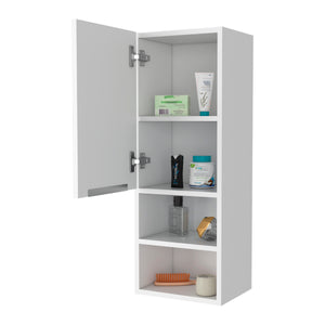 English Elm Milwaukee Mirror Medicine Cabinet White — Spacious 2 Interior Shelves, 2 Open Bottom Shelves, Water‑Resistant Engineered Wood 32" H B128P148746